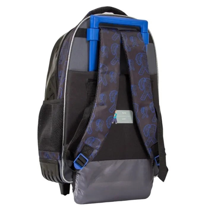 Mochila con ruedas azul negro niño Minecraft M34-220197