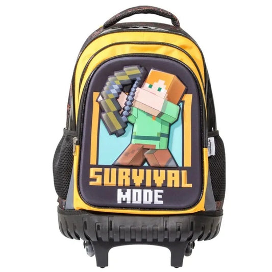 Mochila con ruedas amarillo negro niño Minecraft M34-220197