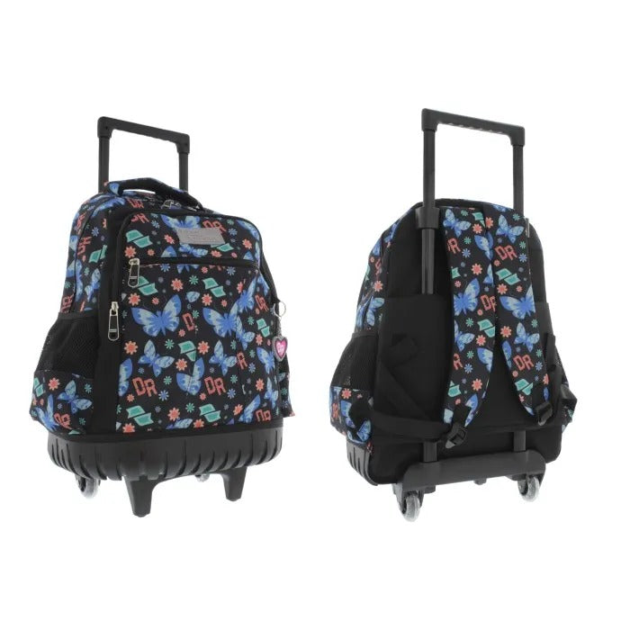 Mochila con ruedas negra mariposa niña 18 pulg 061-2303459