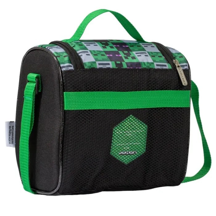 Lonchera minecraft cuadros gris verde niño M35-220220