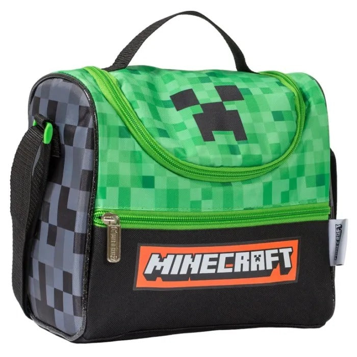 Lonchera minecraft cuadros verde niño M35-220223