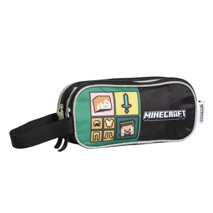 Cartuchera verde negra minecraft niño M36-220412