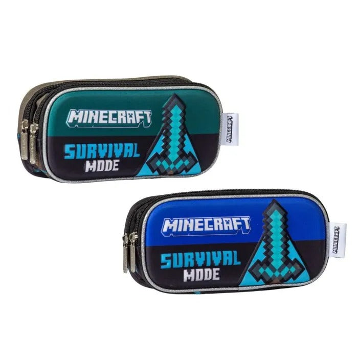 Cartuchera negra verde minecraft niño M36-220210