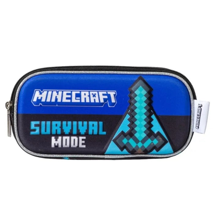Cartuchera negra azul minecraft niño M36-220210