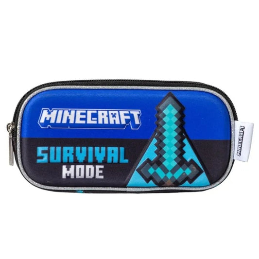Cartuchera negra azul minecraft niño M36-220210