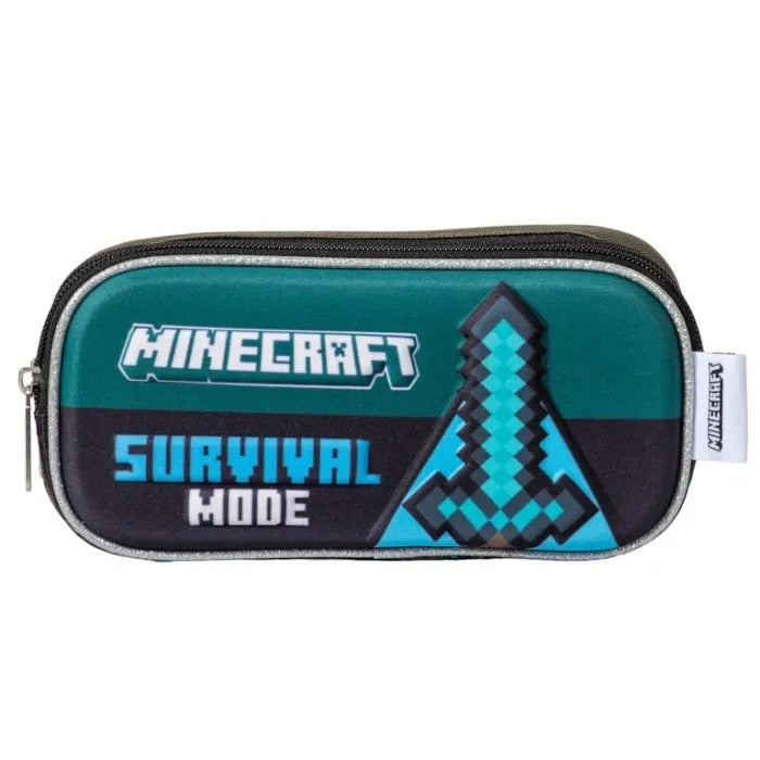 Cartuchera negra verde minecraft niño M36-220210