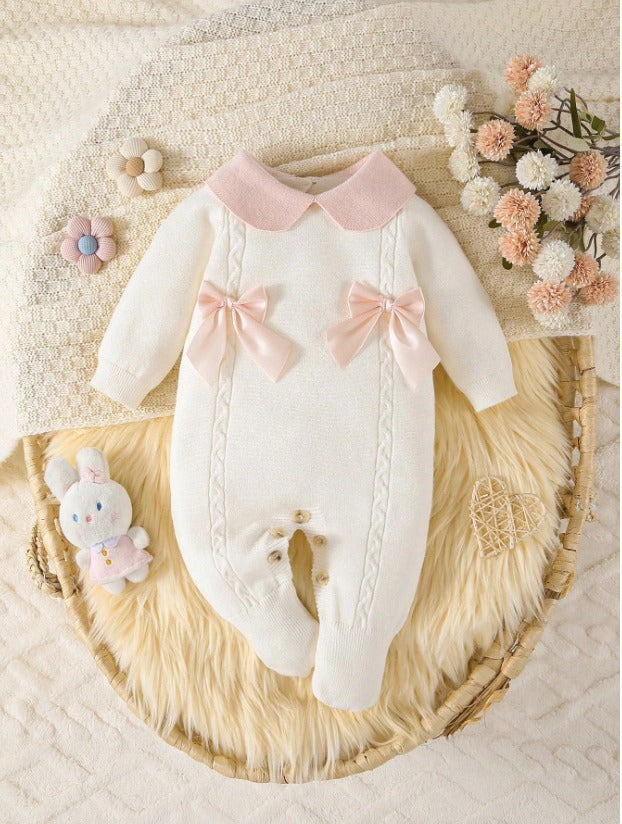 Pijama mameluco blanco chongo rosado bebe niña salida hospital sa25072910105789884