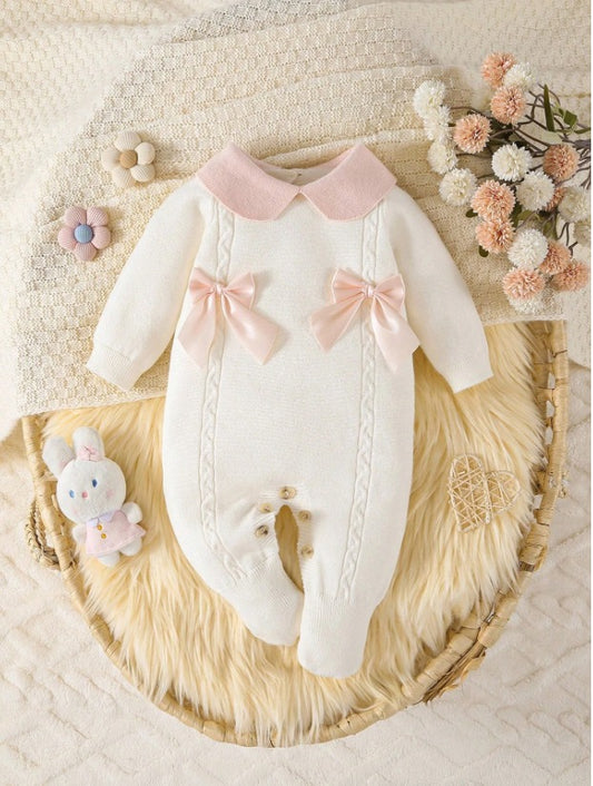 Pijama mameluco blanco chongo rosado bebe niña salida hospital sa25072910105789884