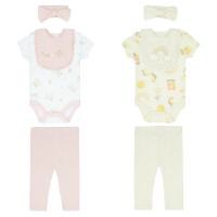Set 4 piezas diadema babero mameluco pantalon rosado bebe niña Tinytots R125J201GB