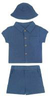 Set 3 piezas camisa short gorro azul bebe niño S110394GB