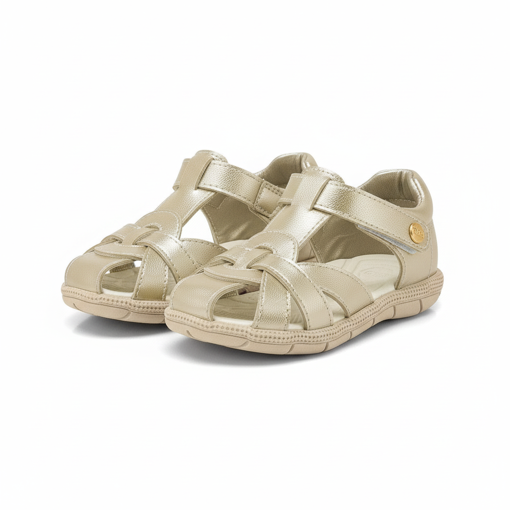 Zapatillas sandalias doradas para caminar bebe niña KLIN 171274000-000069
