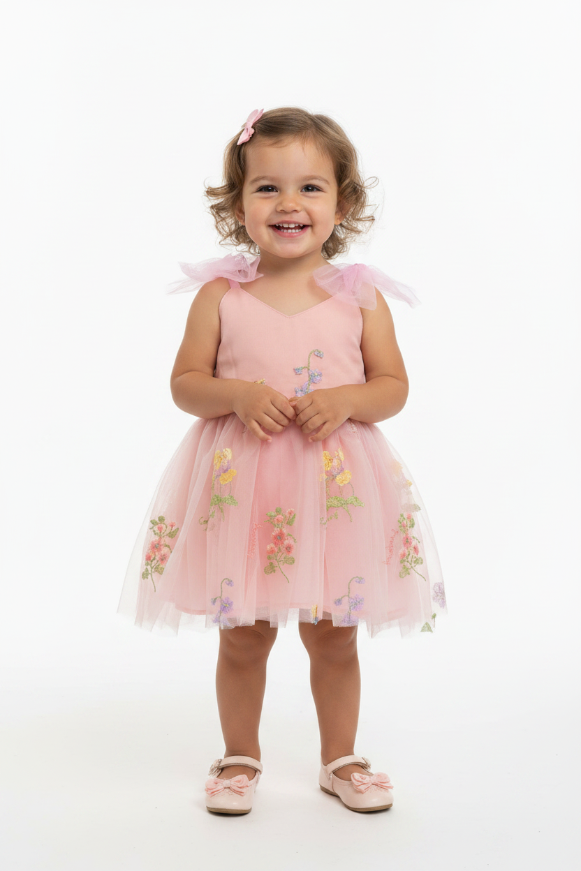 Vestido rosado flores bebe niña BK2312C062