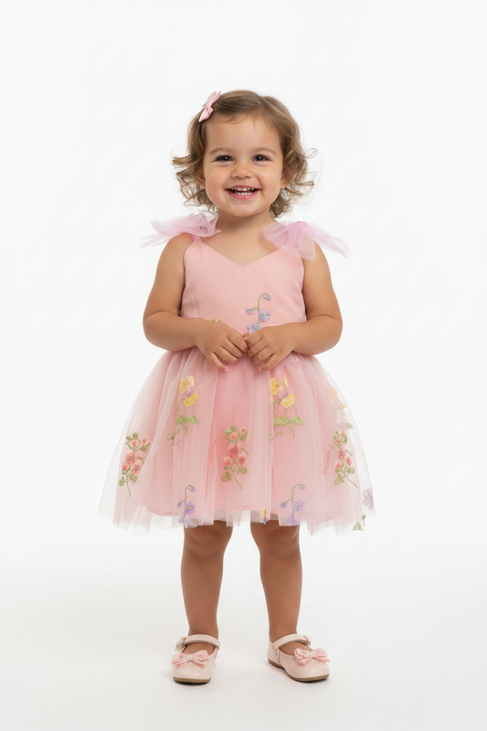 Vestido rosado flores bebe niña BK2312C062