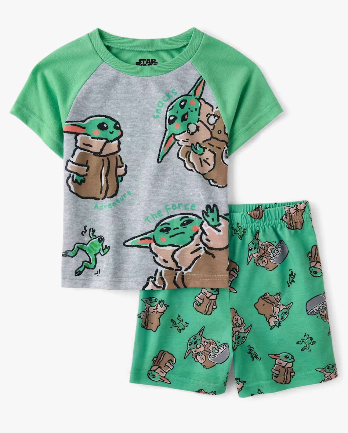 Set conjunto pijama 2 piezas camisa gris verde short verde yoga star wars Childrens Place 3059644