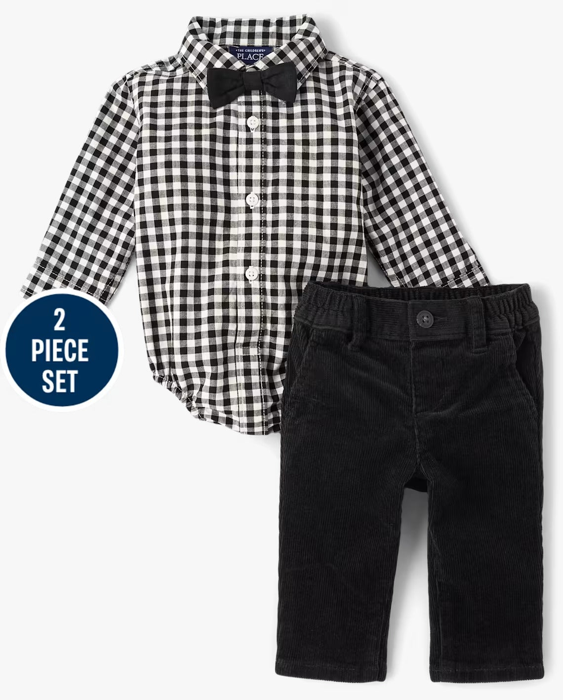 Set conjunto 2 piezas camisa blanca rayas negras pantalon negro Childrens Place 3049917
