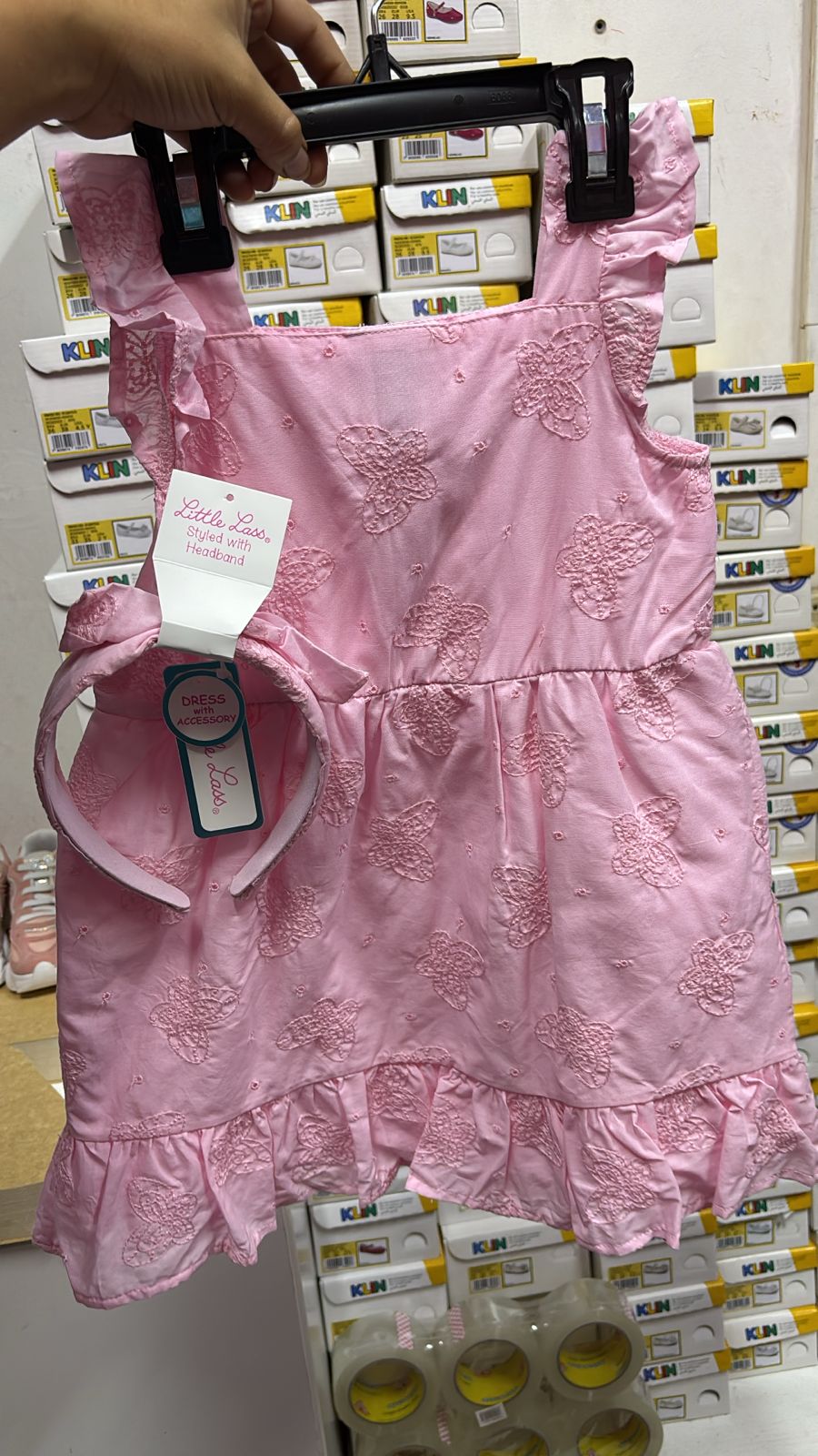 Vestido rosado con diadema niña