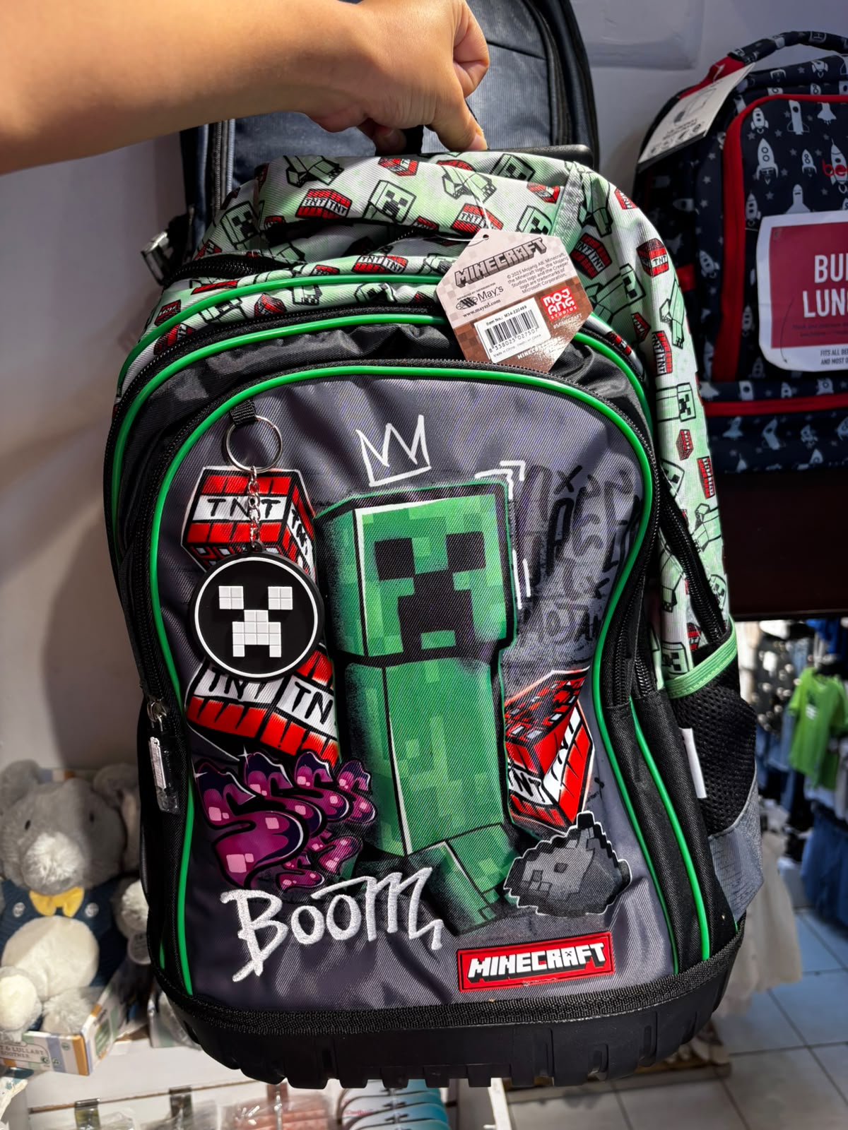 Mochila con ruedas gris verde Minecraft M34-220499