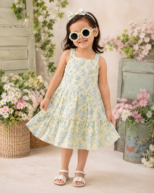 Vestido lentes amarillo azul celeste niña