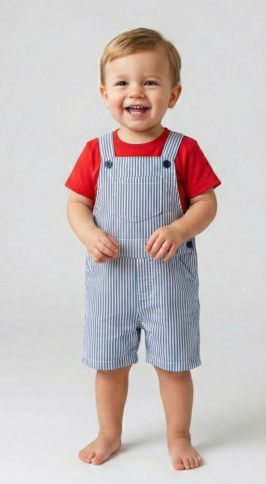 Set conjunto 2 piezas camisa roja overall azul bebe niño 78902