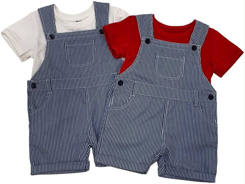 Set conjunto 2 piezas camisa roja overall azul bebe niño 78902