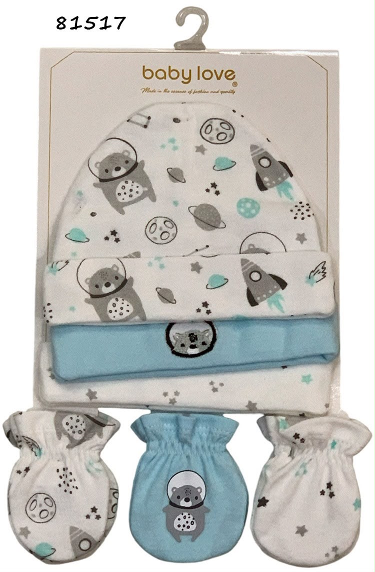 Set gorros manoplas guantes bebe niño 81517
