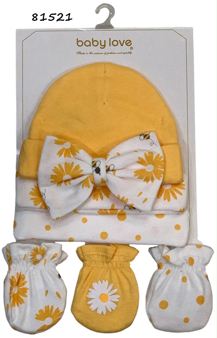 Set gorro bincha guantes manoplas bebe niña 81521