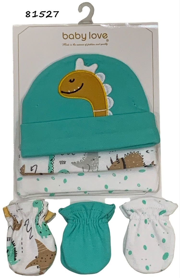 Set gorros manoplas guantes dinosaurio bebe niño 81527
