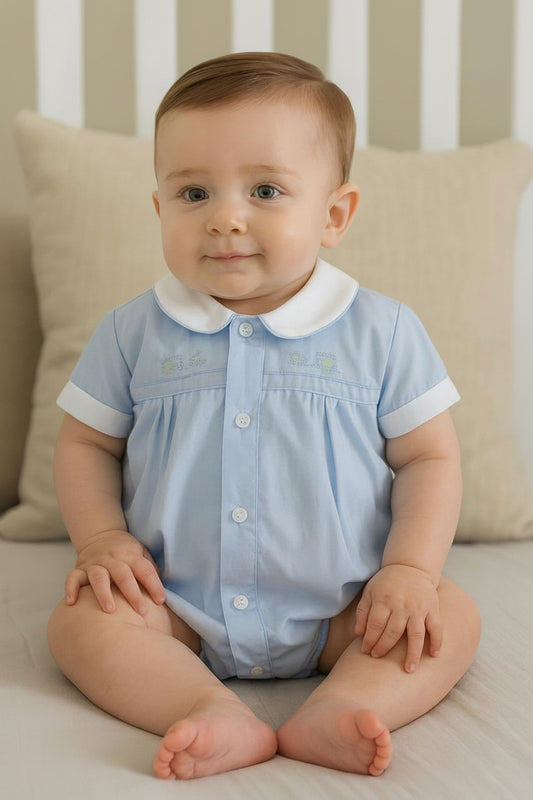 Mameluco azul claro bebe niño 51503 cuello peterpan