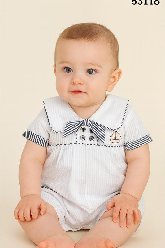 Mameluco marinero azul blanco bebe niño 53118