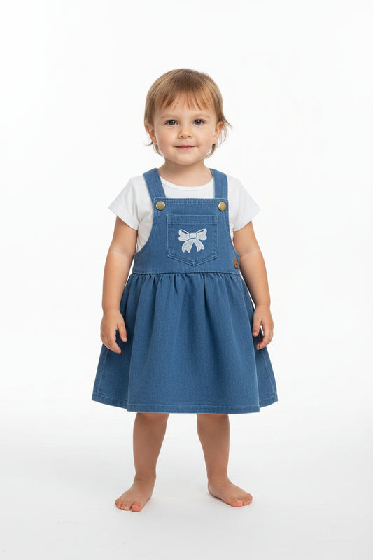 Set conjunto 2 piezas camisa blanca overall jeans bebe niña HPC82691e