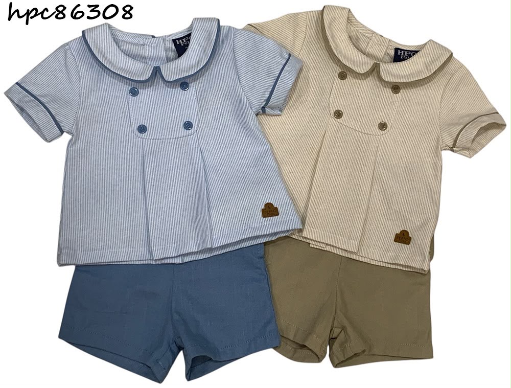 Set conjunto camisa short café bebe niño HPC86308