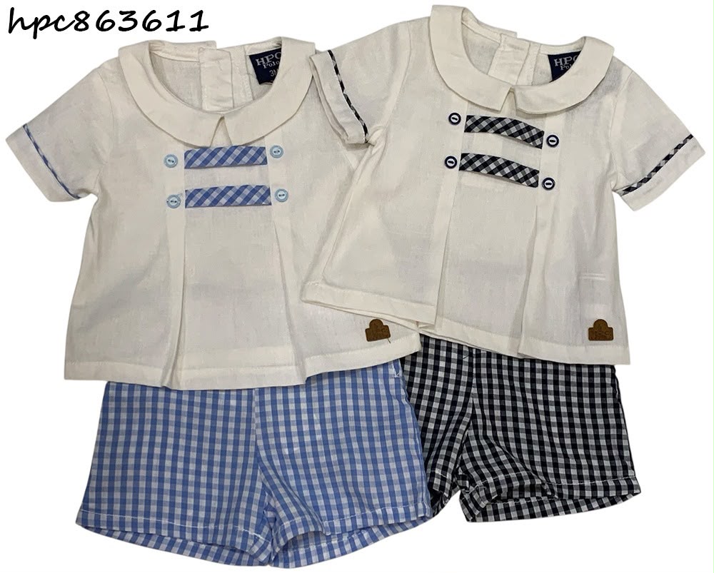 Set conjunto camisa blanca azul short azul HPC86311