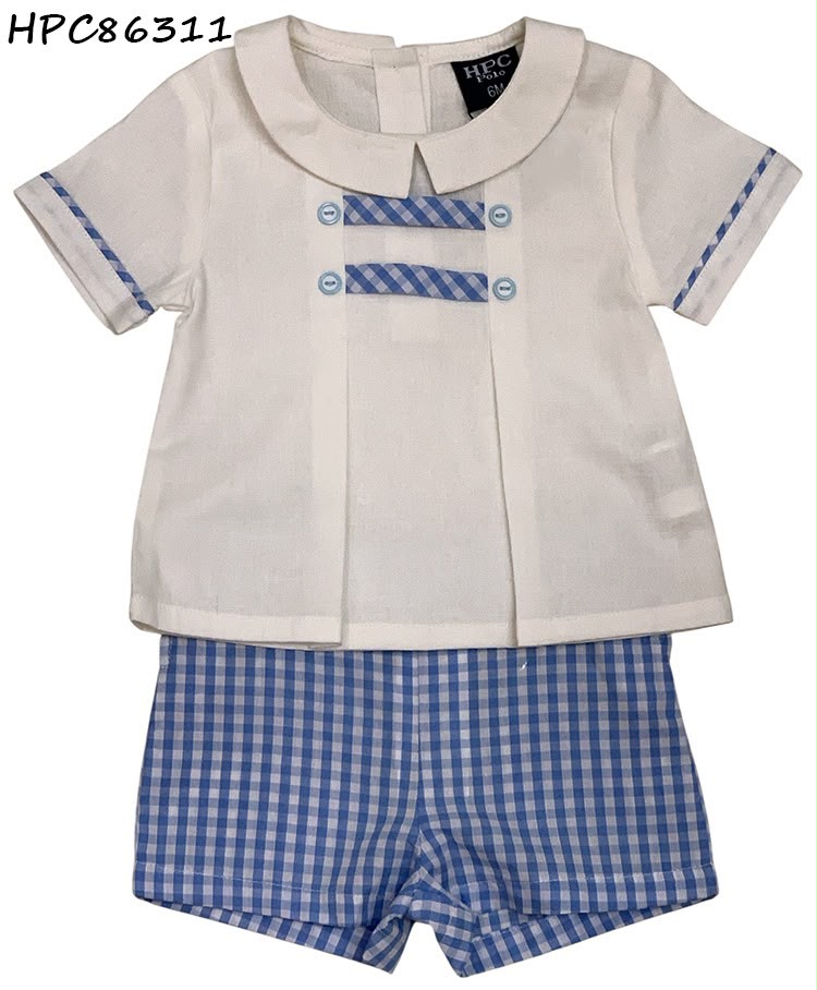 Set conjunto camisa blanca azul short azul HPC86311