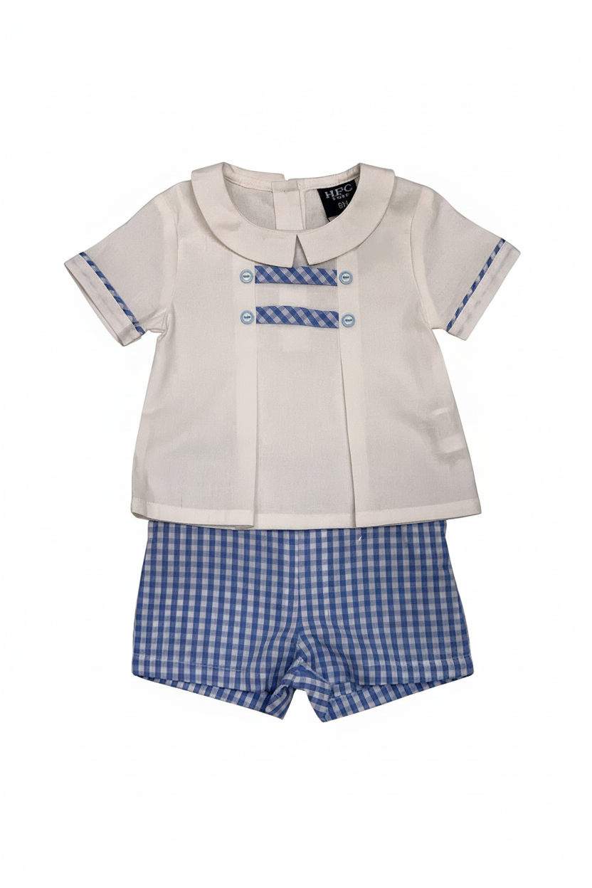 Set conjunto camisa blanca azul short azul polo HPC 86311 español