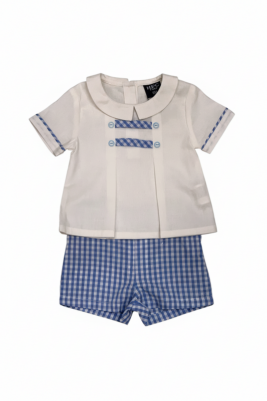 Set conjunto camisa blanca azul short azul polo HPC 86311 español