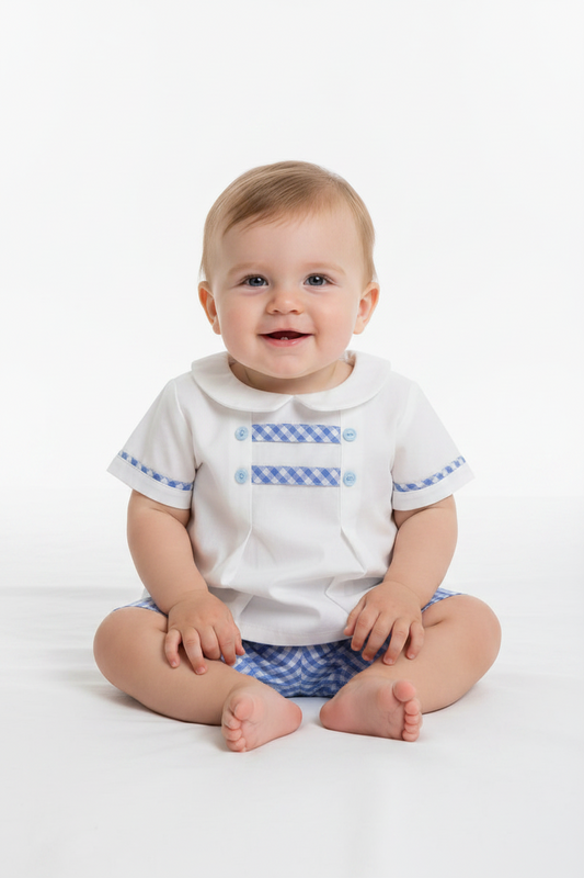 Set conjunto camisa blanca azul short azul HPC86311