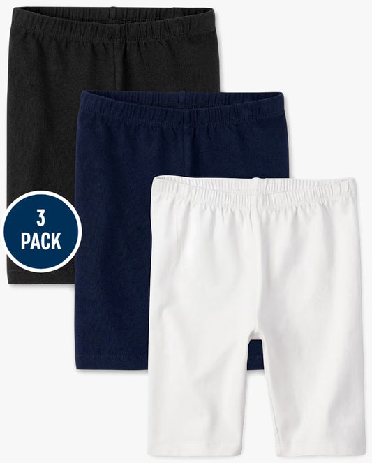 Set 3 shorts bikers negro azul blanco niña Childrens Place 3020146