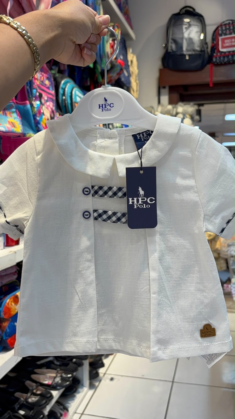 Set conjunto 2 piezas camisa blanca short azul oscuro polo HPC 86311 español