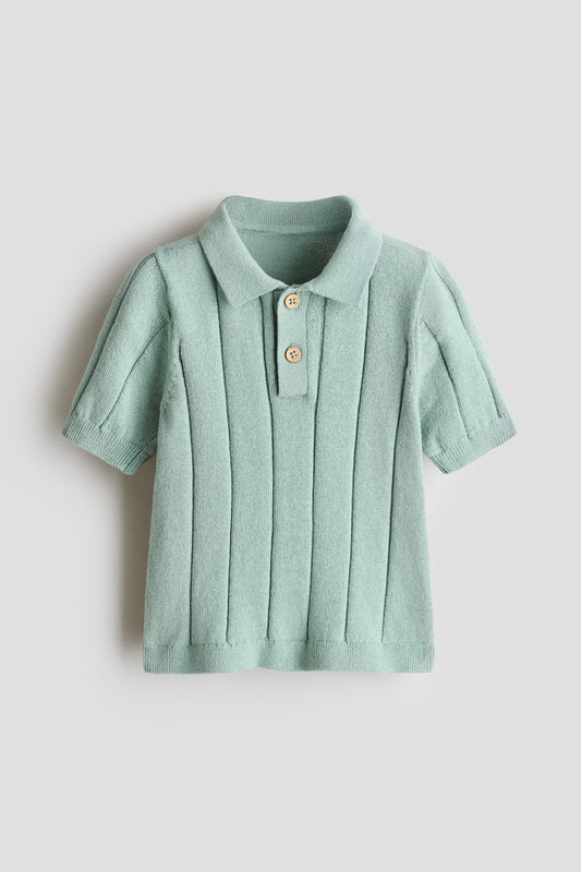 Camisa old money polo verde claro niño H&M 1133579025