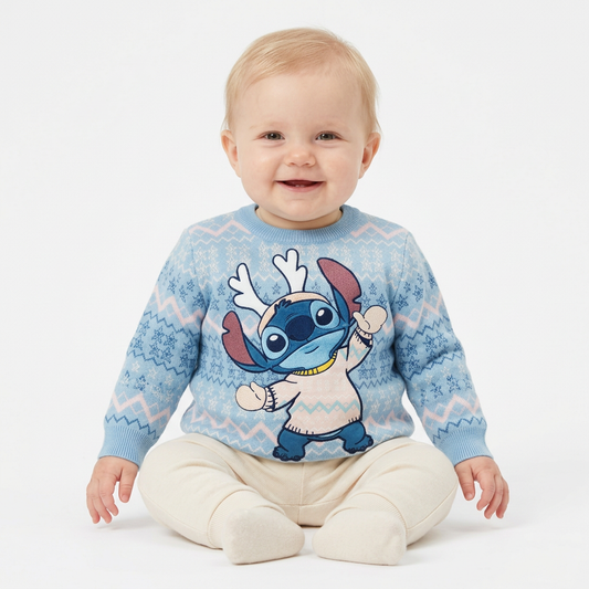 Sueter navideño bebe niño azul celeste Stitch D1-STI-123B 590490
