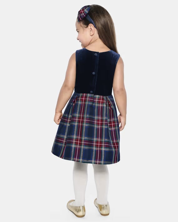 Vestido cuadros azul Childrens Place bebe y niña 29935088