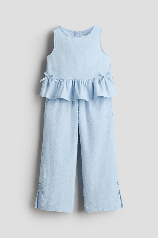 Set conjunto 2 piezas camisa pantaloneta azul celeste niña H&M 1354546001