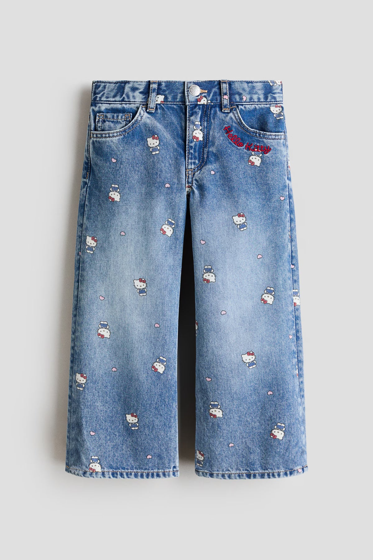 Pantalon jeans azul Hello Kitty wide leg niña H&M 1296171013