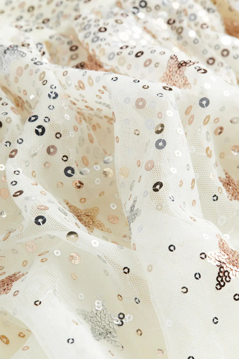 Vestido blanco  niña H&M lentejuelas tulle glitter