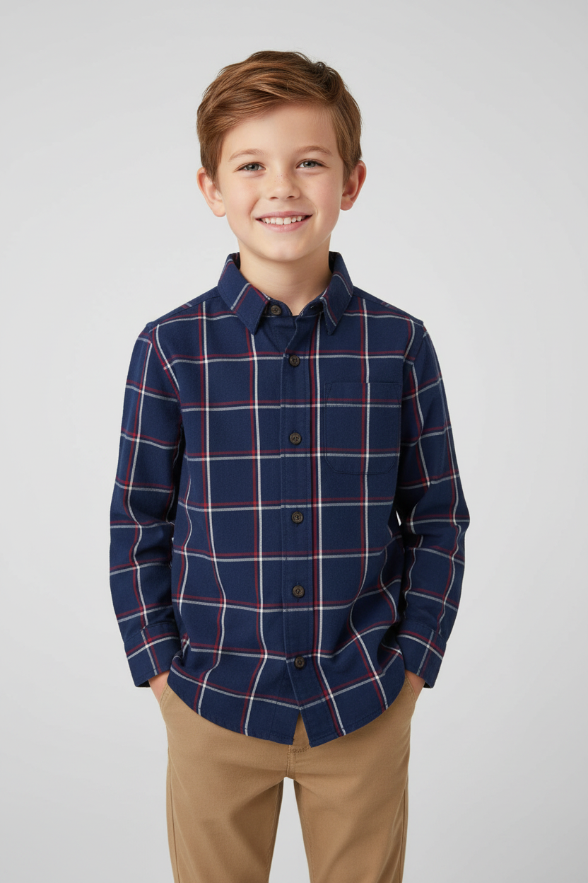 Camisa cuadros azul rojo Gymboree niño formal  33408752
