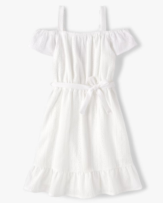 Vestido childrens place niña blanco blonda 87578096