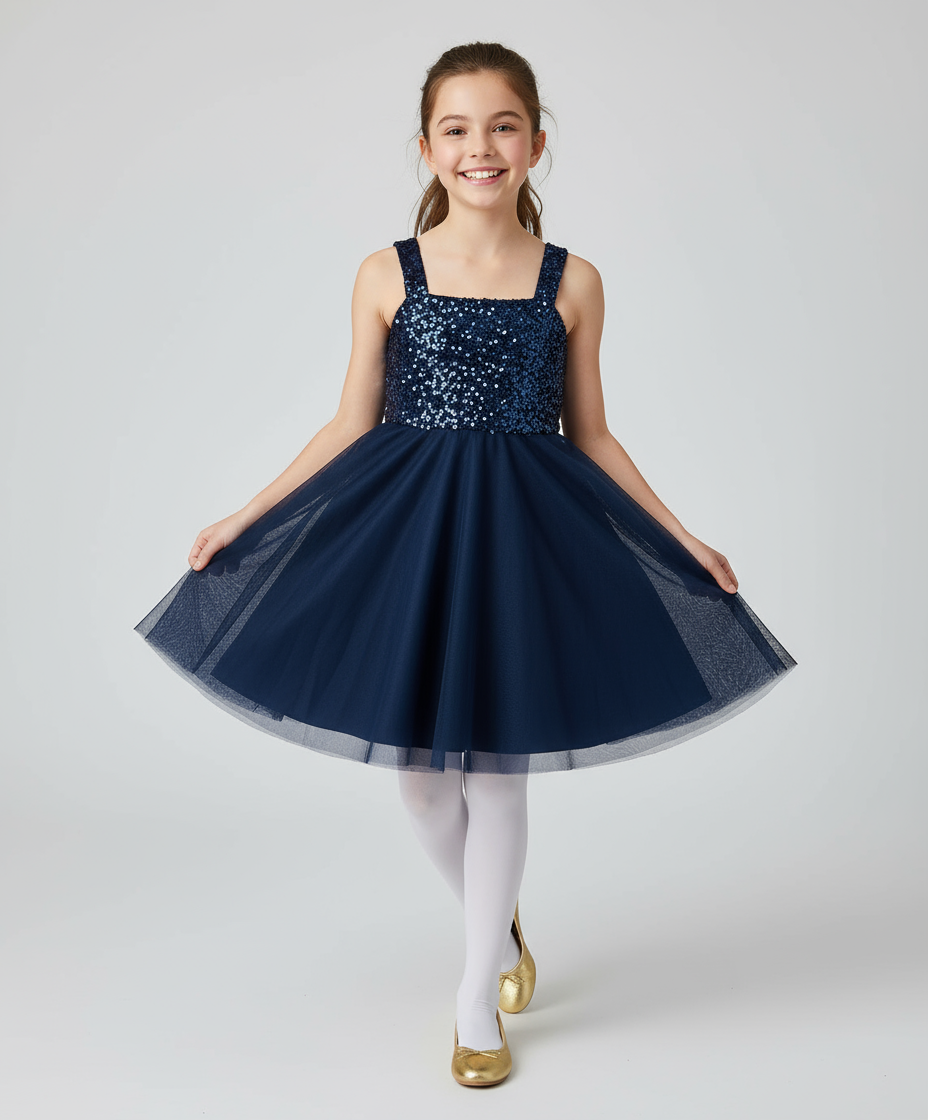 Vestido gala azul lentejuelas childrens place 49375728