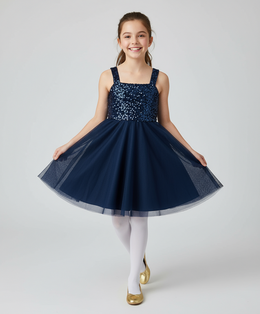 Vestido gala azul lentejuelas childrens place 49375728