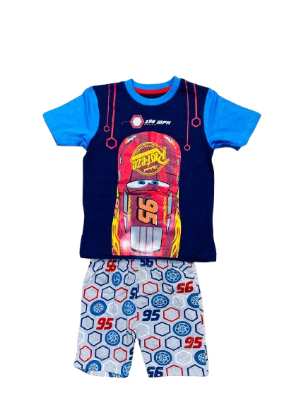 Set 2 piezas cars short  camisa azul niño