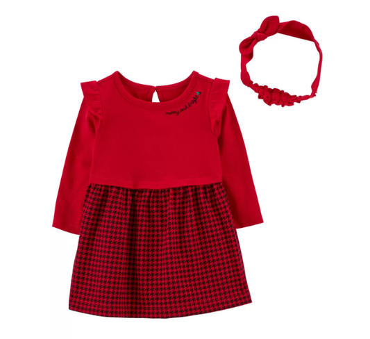 Vestido rojo cuadros Carters bebe  3m a 24m   77753072